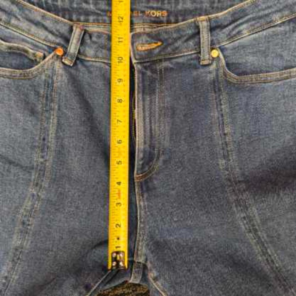 Michael Kors Selma Cropped Flare Jeans High Rise Medium Wash Blue Denim Size 10 - Picture 8 of 12